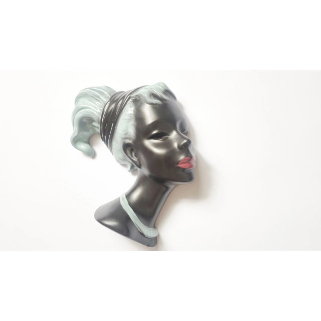 1960s Mid-Century Wall Ceramic Sculpture Woman Face Mask, Germany, 1968 For Sale - Image 5 of 12
