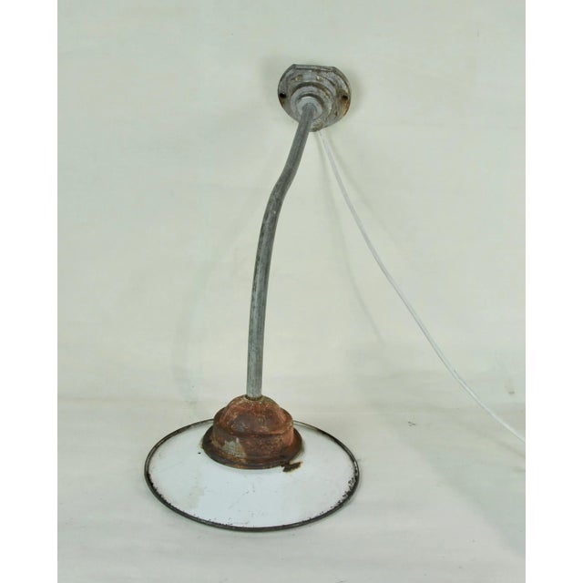 White Vintage Enameled Metal Wall Light, 1940s For Sale - Image 8 of 9