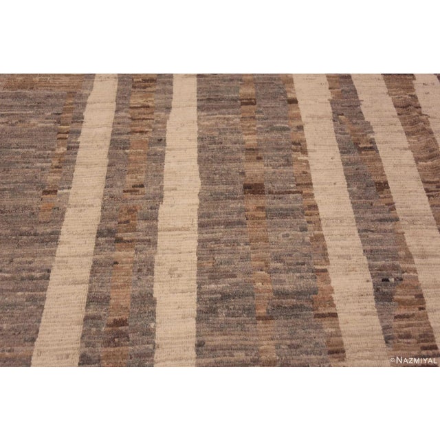 Modern Neutral Earthy Grey Brown and Cream Tribal Modern Room Size Area Rug For Sale - Image 3 of 9