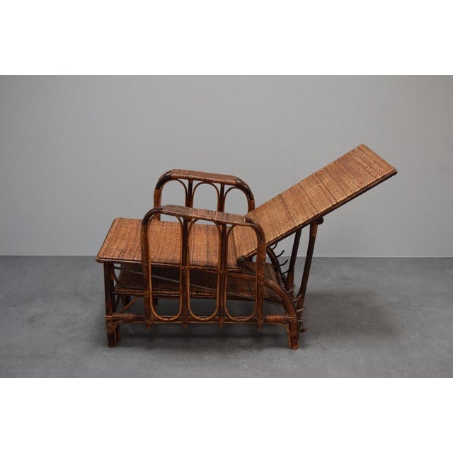 Vintage Bauhaus Rattan & Bamboo Chair with Ottoman attributed to Erich Dieckmann, 1930 For Sale - Image 4 of 18