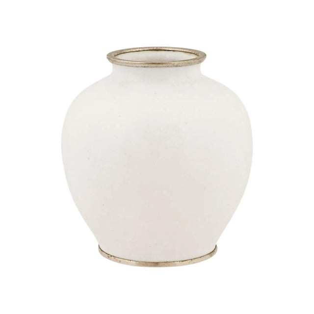 Late 19th Century Japanese Cloisonne Enamel Vase Ando School Pink White Minimalist For Sale - Image 5 of 7
