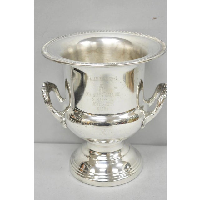 Vintage Leonard Silver Plated Trophy Cup Champagne Chiller Ice Bucket Engraved For Sale In Philadelphia - Image 6 of 16