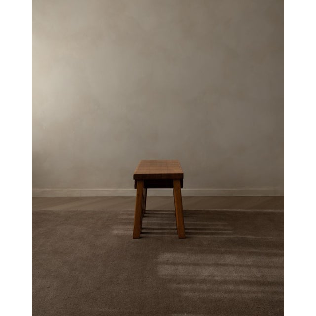 Dutch Brutalist Oak Nesting Tables in the style of Pierre Chapo, 1970s, Set of 3 For Sale - Image 5 of 18