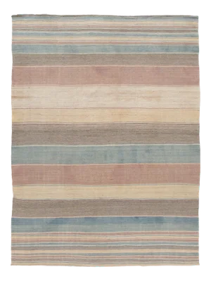 Striped Colorful Modern Flatweave Kilim Room Size Wool Rug