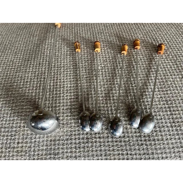 Bamboo Spoon Set, 1950s, Set of 6 For Sale - Image 4 of 5