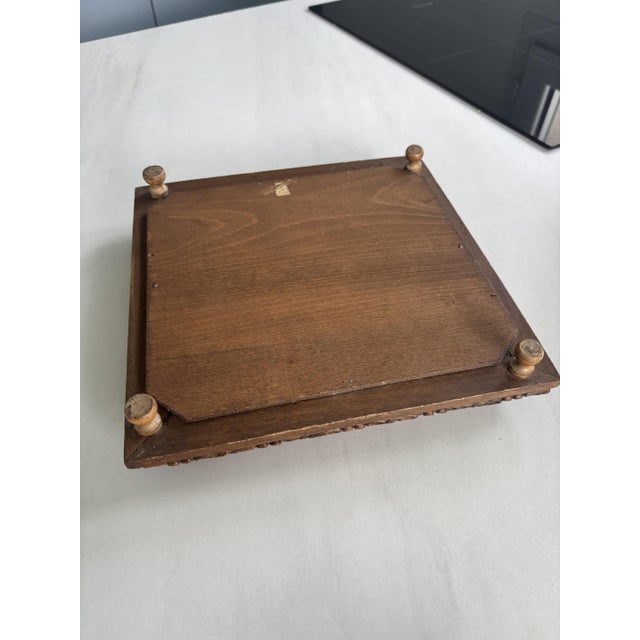 Wooden and Earthenware Trivet with Brown and Cream Tiles, France, 1920s For Sale - Image 10 of 11
