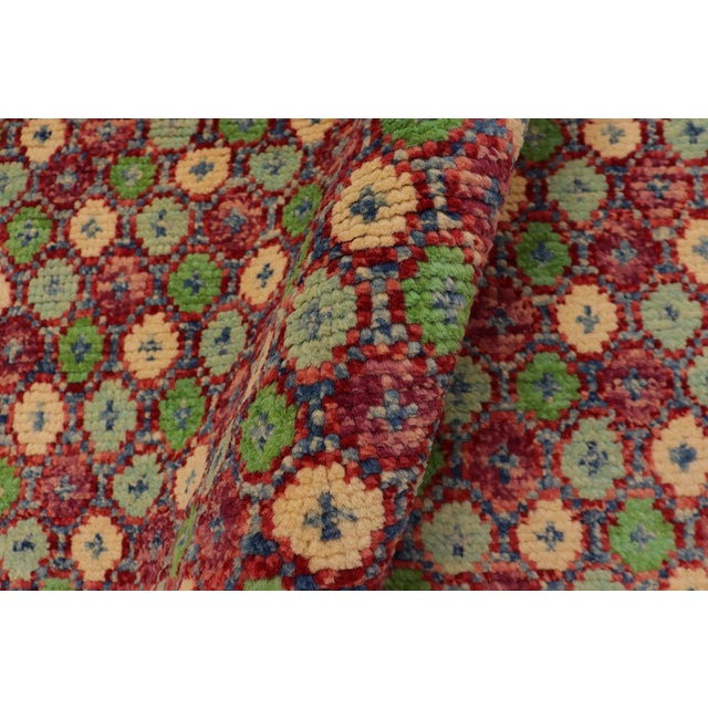 Red Shabby Chic Balochi Red/Beige Wool Rug - 4'0''x5'11'' For Sale - Image 8 of 11