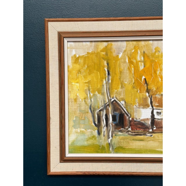 Pia H. Campbell, Houses and Trees in Autumn, 1950s, Oil on Canvas, Framed For Sale - Image 4 of 18