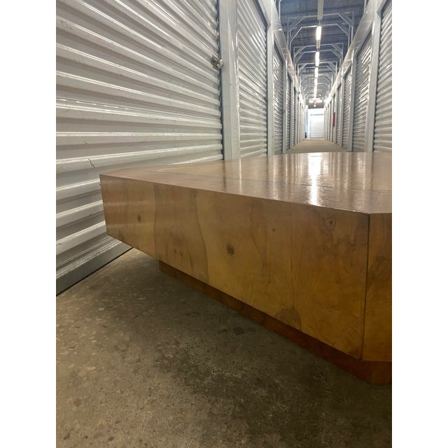 70s Octagonal Burl Wood Café Table . For Sale - Image 9 of 12