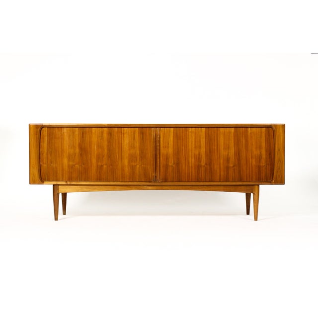 1960s Danish Modern Mid Century Walnut Tambour Door Credenza — Model #142 — Bernhard Pedersen & Son, Attributed For Sale - Image 4 of 11