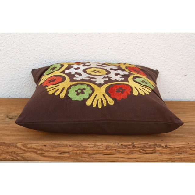 Boho Chic Multicolor Suzani Medallion Pillow Cover For Sale - Image 3 of 7