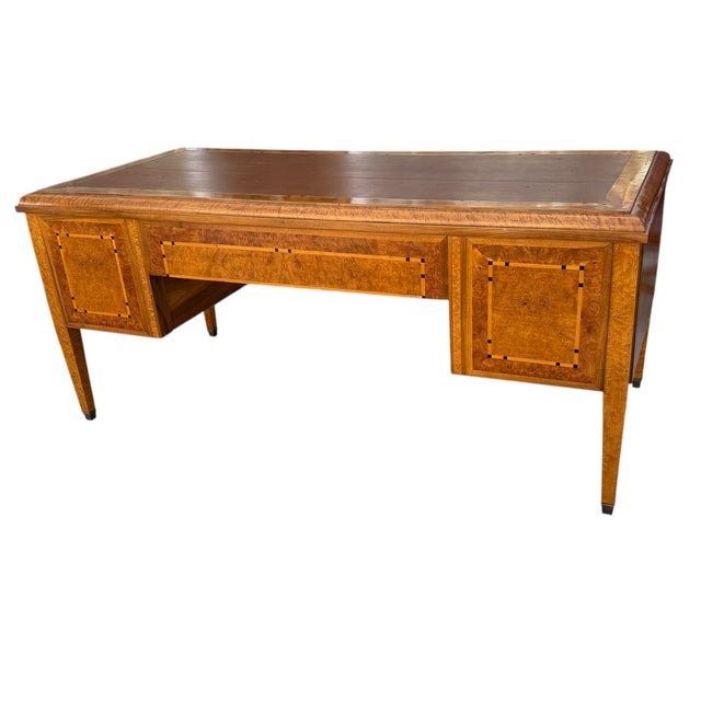 Antique Art Deco Burl Ash Writing Table Desk For Sale - Image 4 of 6
