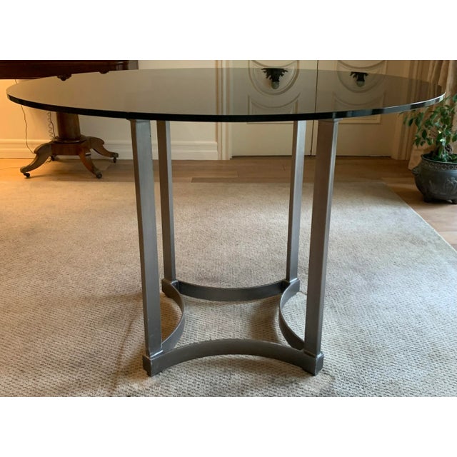 HD Buttercup Modern Aluminum Base and Round Smoky Glass Top Dining Table For Sale - Image 4 of 7