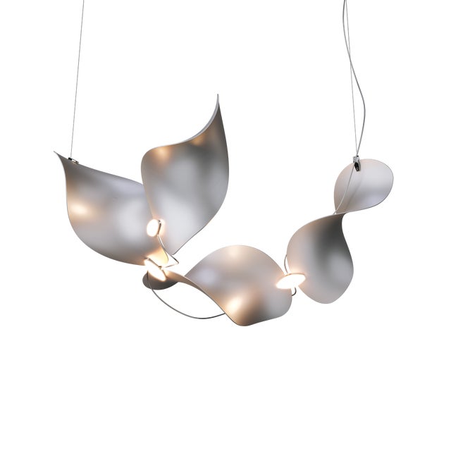 Dune 4 Curve Chandelier with Silver Anodized Shades by Daniel Becker For Sale - Image 15 of 15