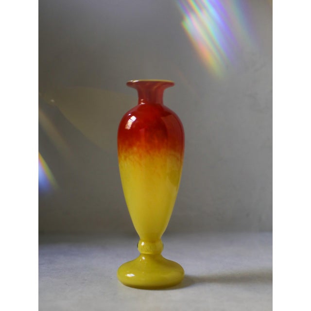 Art Deco Signed Schneider Red to Yellow Art Glass Vase, French Art Deco 1920s For Sale - Image 3 of 8