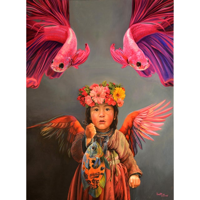 Pink Flying Fish Art Deco Print For Sale