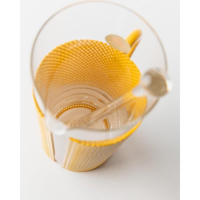 Yellow Vintage Glass Pitcher with Yellow Metal Handle and Glass Pestle by De Agostini, Italy, 1980s For Sale - Image 8 of 13