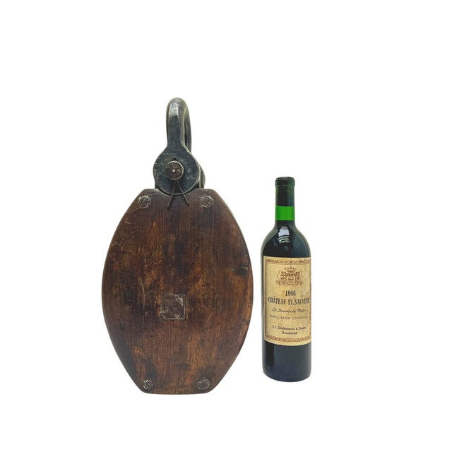 Late 19th Century Wooden Boat Pulley with Wrought Iron Details, 1890s For Sale - Image 5 of 12