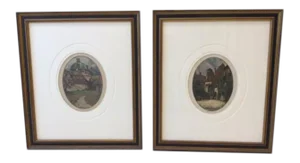 Pair of Custom Framed & Matted Colored Etchings by Luigi Kasimir