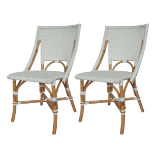 Rattan Bistro Chairs in White - Set of 2 For Sale