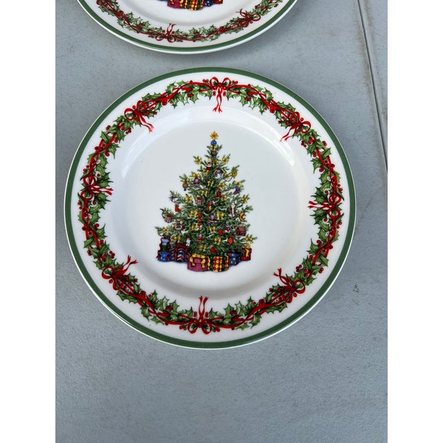 American Vintage Christopher Radko Traditions Holiday Celebrations Salad Plates -Set of 4 For Sale - Image 3 of 8