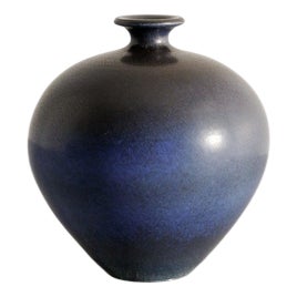 Vintage Dark Blue Vase by Berndt Friberg, 1970s For Sale