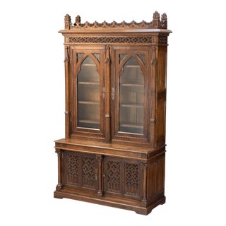 Antique Gothic Bookcase, 1880 For Sale