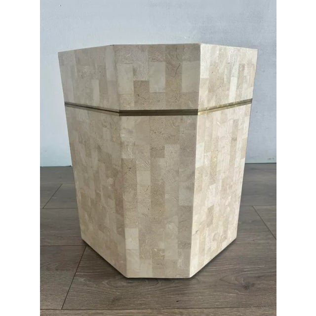 Maitland - Smith Tessellated Coral & Brass Inlay Maitland Smith Hinged Side Table Box For Sale - Image 4 of 11