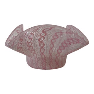 Pretty Delicate Pink Salviati Lattichino Murano Glass Bowl For Sale