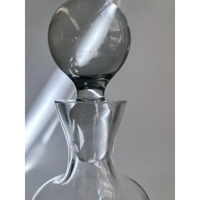 Mid 20th Century Mid 20th Century Krosno Clear Crystal Decanter With Ball Stopper For Sale - Image 5 of 13