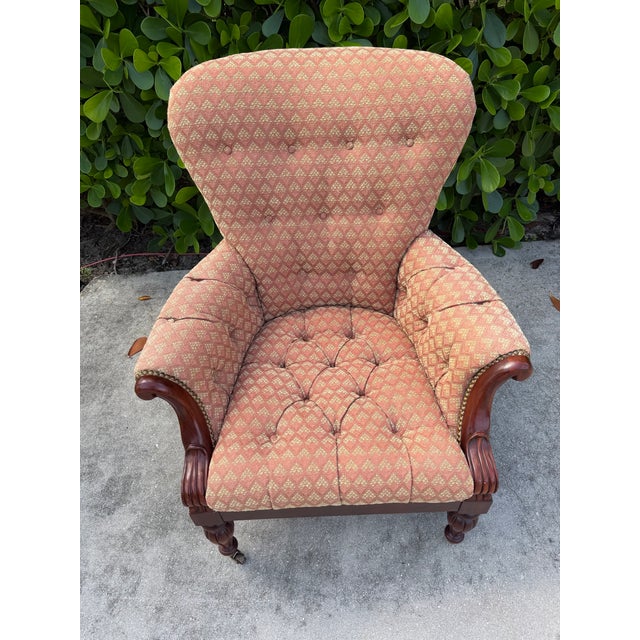 Vintage Hickory Chair Edwardian Club Chair in Mahogany With Brass Casters For Sale - Image 11 of 12