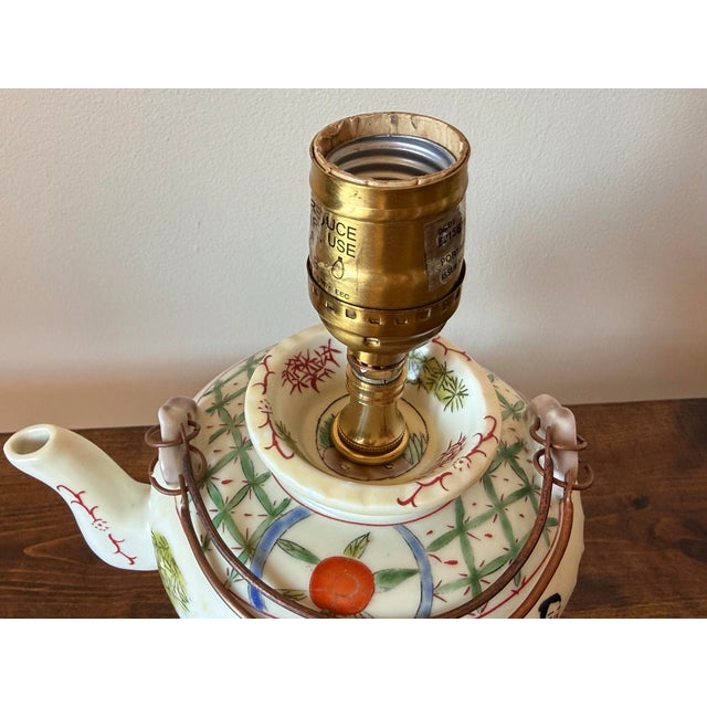 Antique Asian Porcelain Teapot Table Lamp For Sale - Image 4 of 9