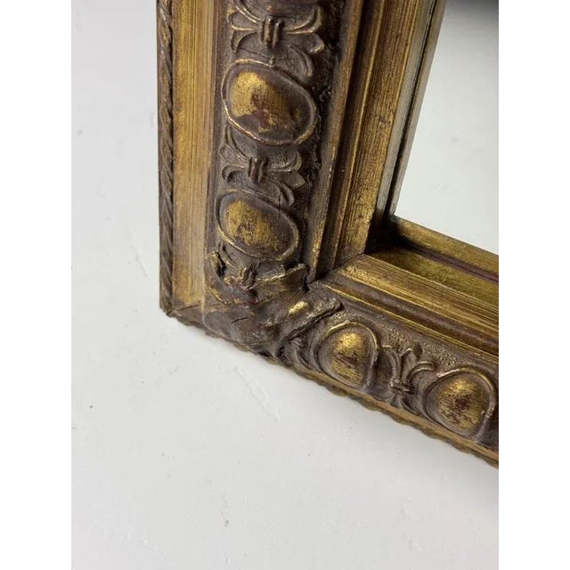 Glass Vintage Gold-Colored Square Mirror For Sale - Image 7 of 16