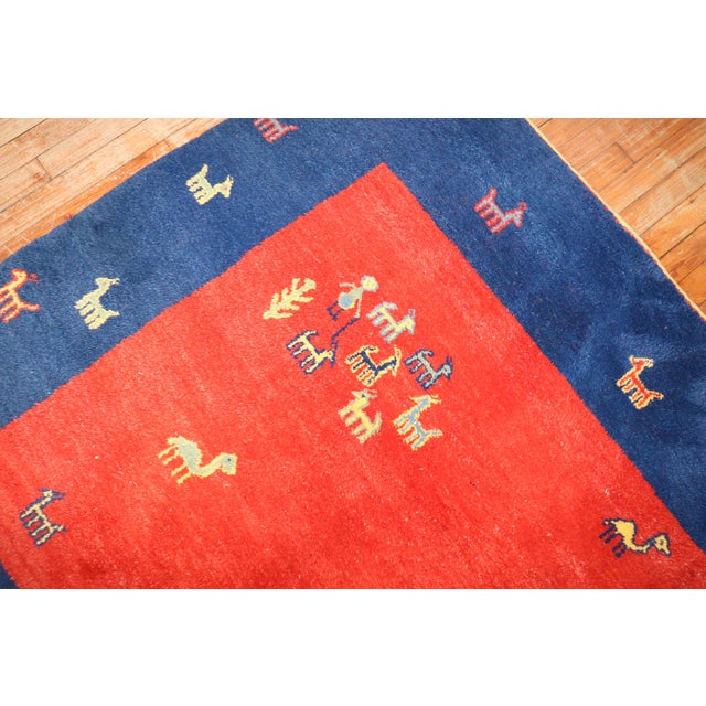 Red Square Gabbeh, 4'10'' X 4'10'' For Sale - Image 8 of 8