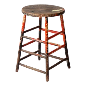 Vintage Rustic Painted Farmhouse Stool
