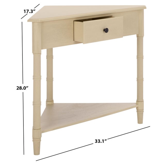 Contemporary Gomez 1 Drawer 1 Shelf Corner Table in Sand For Sale - Image 3 of 9
