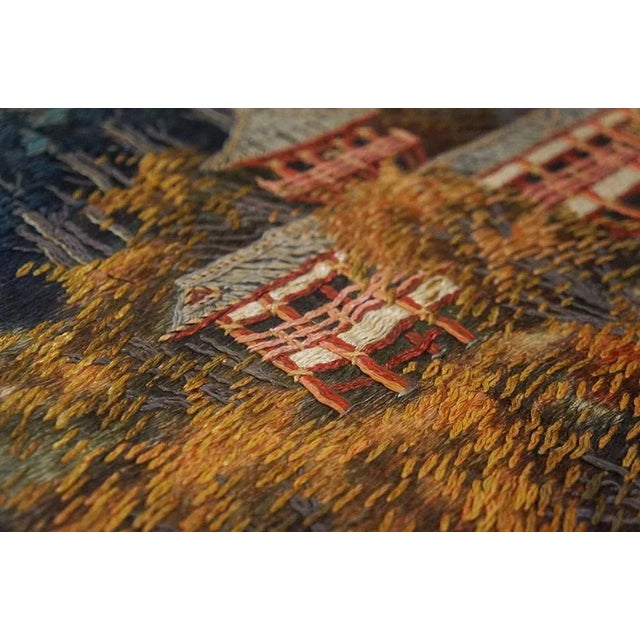 Taupe 1920s Artistic Antique Scenic Pictorial Antique Chinese Textile Art Tapestry For Sale - Image 8 of 9