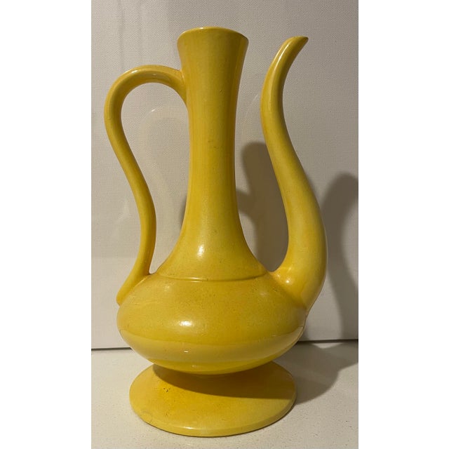 Mid-Century Modern 20th C. Mid Century Modern Sculptural Yellow Ceramic Ewer, Italian Style For Sale - Image 3 of 10
