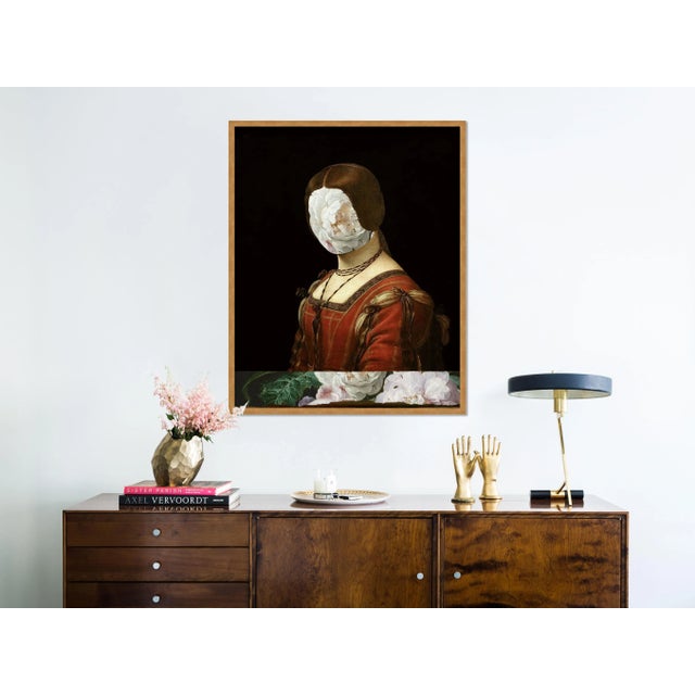 Contemporary Flower Face 1 by Lara Fowler in Gold Frame, Medium Art Print For Sale - Image 3 of 4