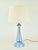 Vintage Laura Ashley Cornflower Blue Glass Table Lamp | Accent Light 1990 2000s Brass Bedside Buffet European British Coastal For Sale - Image 6 of 7