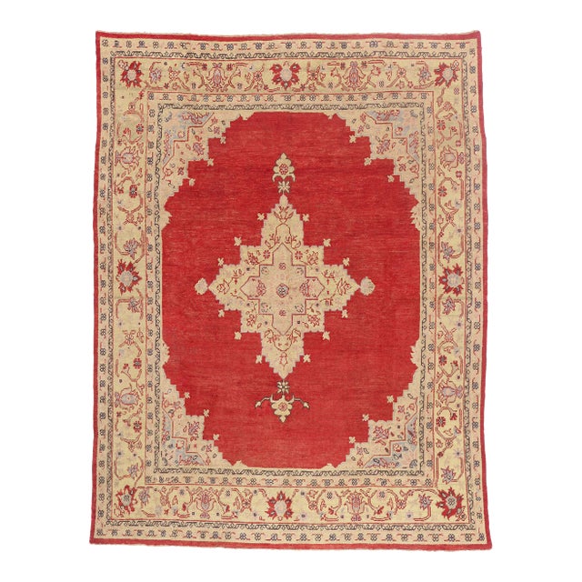 Antique Turkish Oushak Rug, 09'08 X 12'08 For Sale