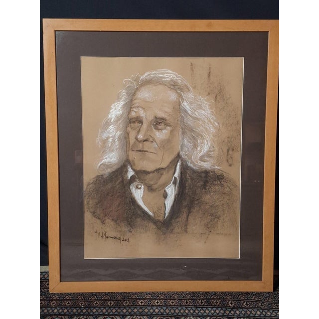 V. D. Henneveld, Portrait of Leo Ferre, 1950s, Pastel & Charcoal on Paper, Framed For Sale - Image 3 of 7
