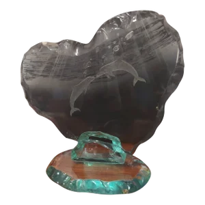 Glass Sculpture With Dolphins