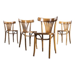 French Bentwood Fan Back Dining Chairs, 1970s, Set of 4 For Sale