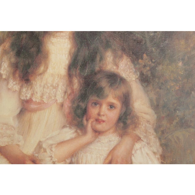 Off-white Vintage Framed Victorian Portrait of Two Sisters Fine Art Print, After Robert Edward Morrison For Sale - Image 8 of 12