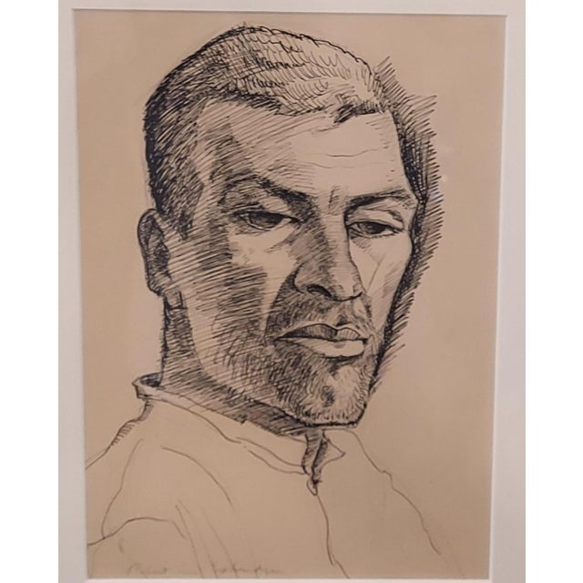 This pen and ink drawing portrait drawing is by well listed artist Robert Lee Eskridge. Both the drawing and the frame are...