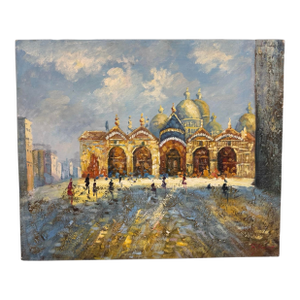 Vintage Venice San Marco Square Impressionist Oil Painting on Canvas