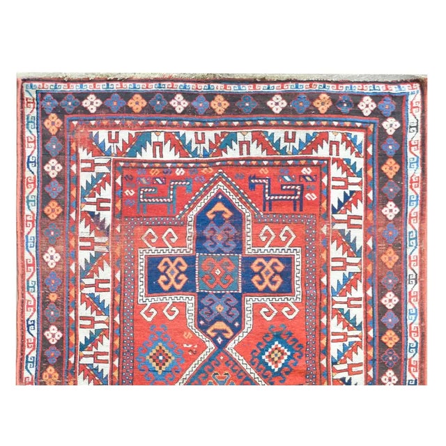 1900 - 1909 Early 20th Century Persian Kazak Rug For Sale - Image 5 of 12