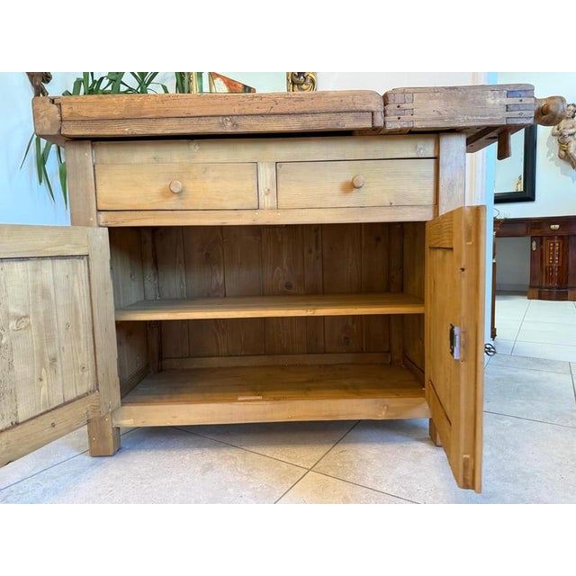 Vintage Oak and Spruce Workbench For Sale - Image 11 of 15