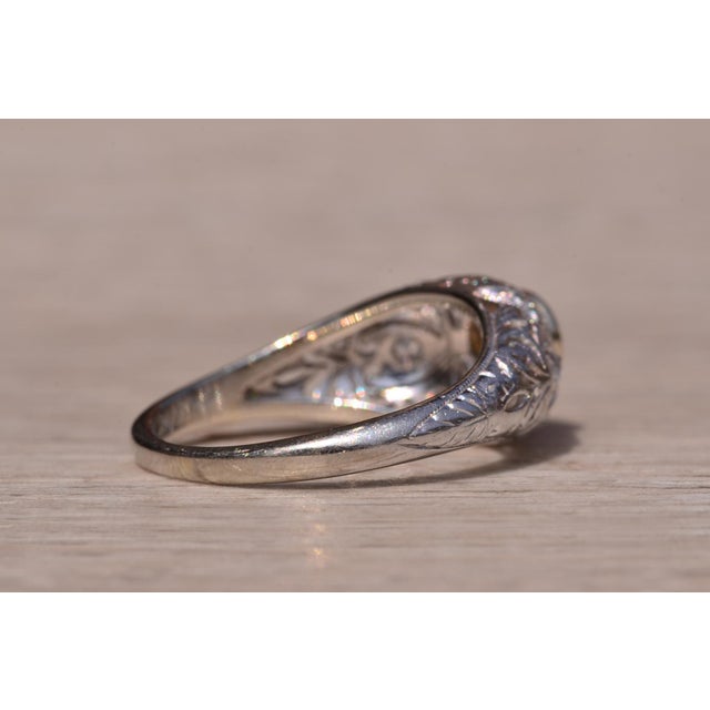 Metal The Sound View Road: Antique Filigree Ring set with Sapphire and Diamonds For Sale - Image 7 of 11